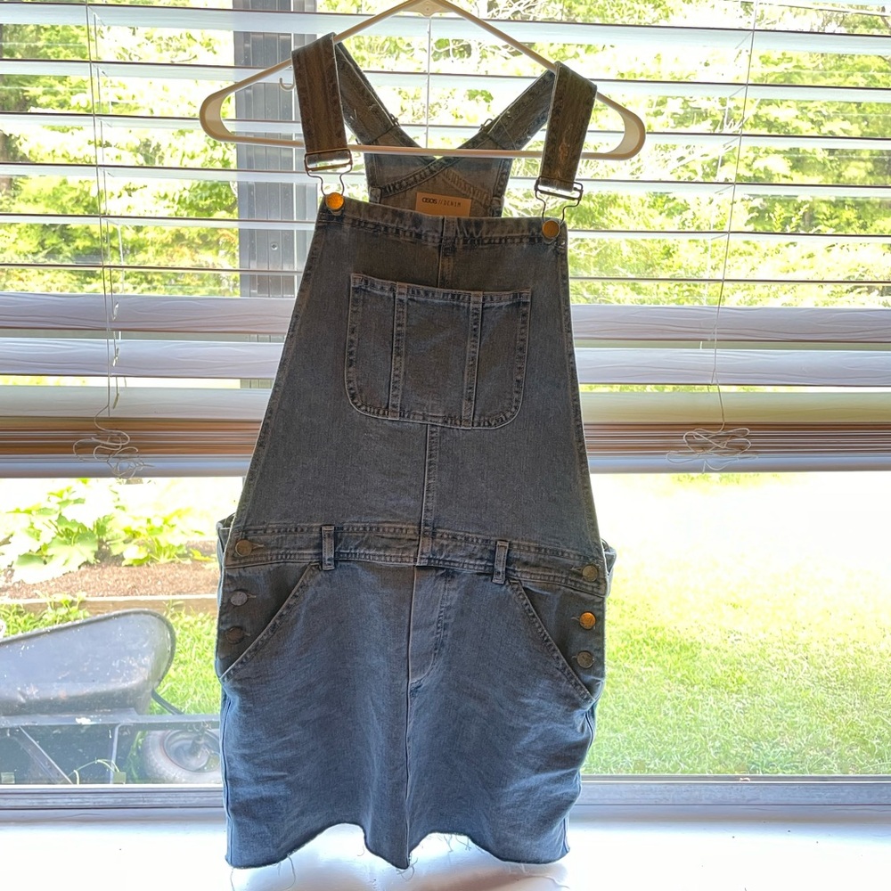 ASOS Denim Skirtalls Mini Skirt Overalls Dress UK Size 8 US 4-6 Medium